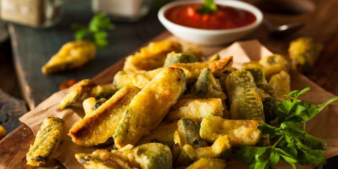 Homemade zucchini fries with marinara.