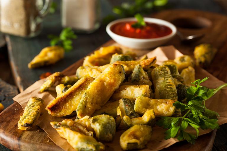 Homemade zucchini fries with marinara.